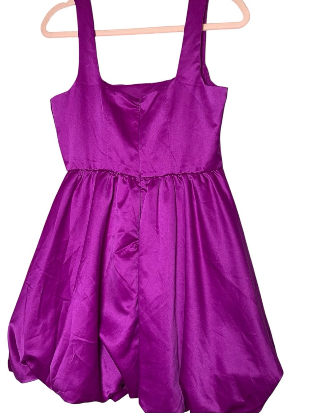 Thirty Thirty Fuchsia Satin Bubble Hem Mini medium Dress NWT Cocktail Party - Picture 4 of 7